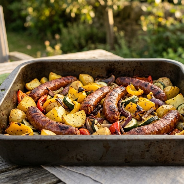 Merquezworstjes met paprika en courgette recept