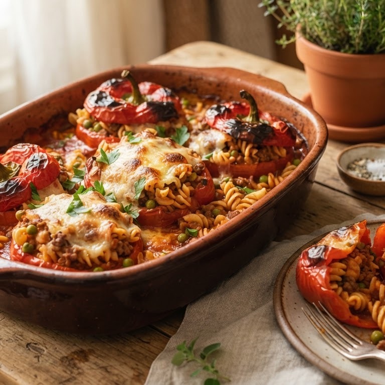 Met pasta gevulde  paprika recept