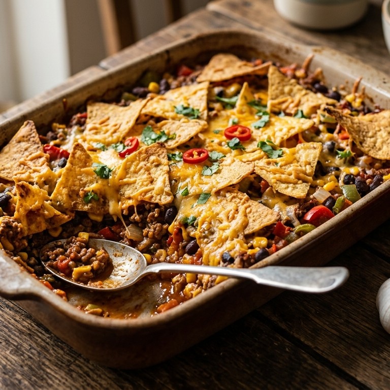 Mexicaanse ovenschotel met gehakt en tortillachips recept