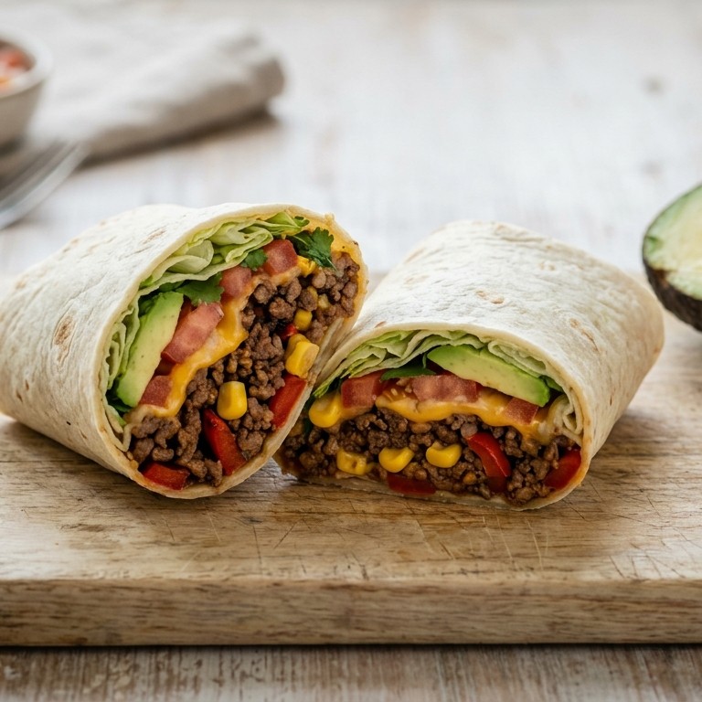 Mexicaanse wrap met rundergehakt, tomaten en mais recept