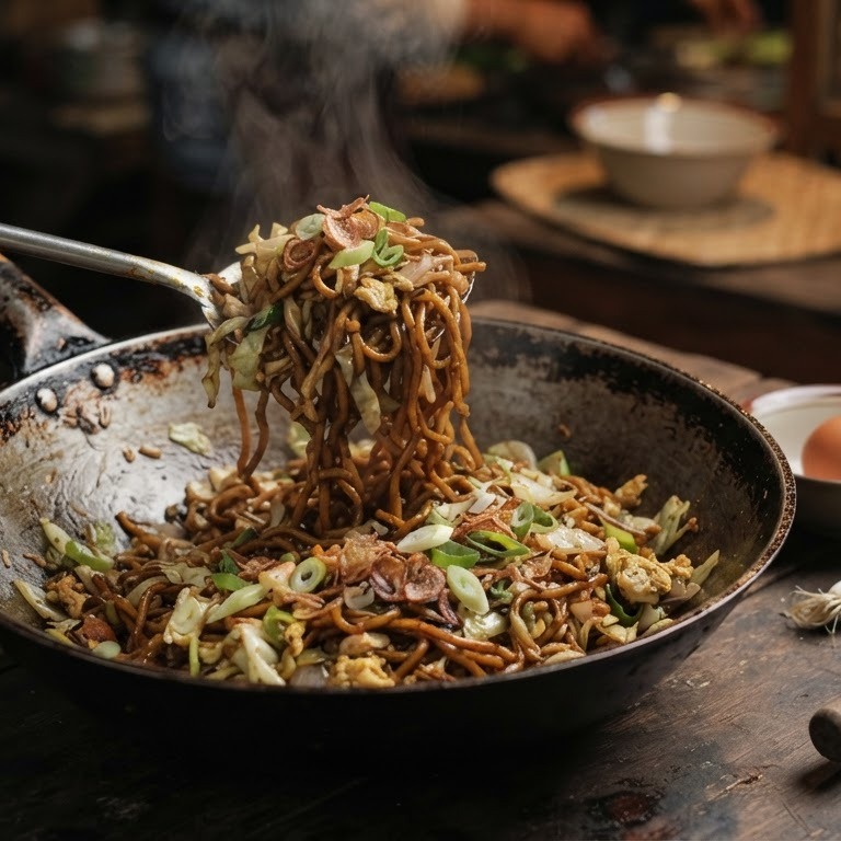 Mie goreng ( streetfood uit Indonesie ) met eieren recept