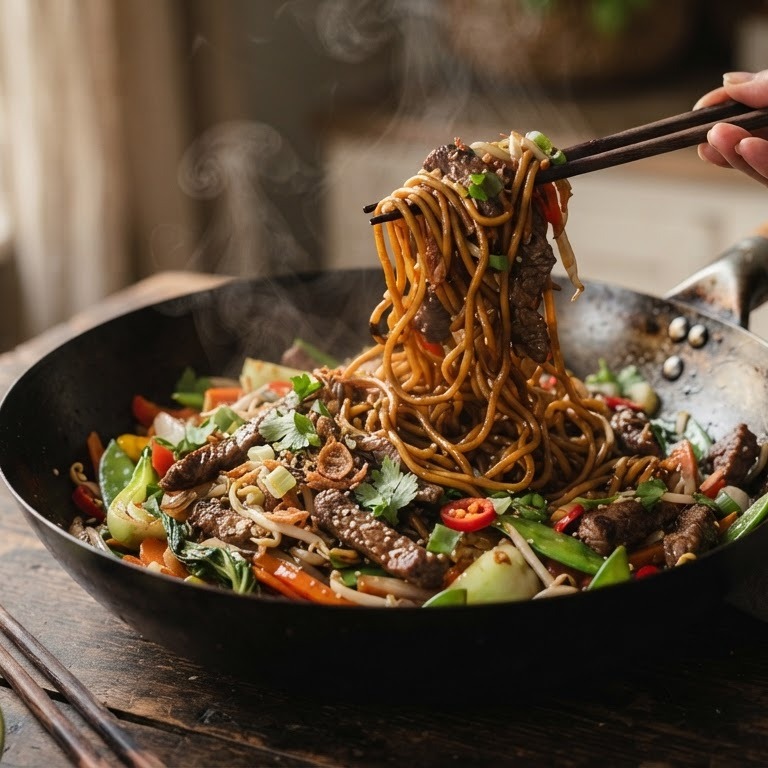 Mie met runderreepjes recept