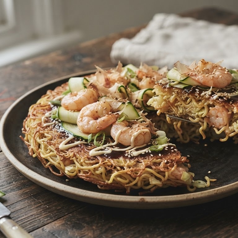 Mie taart met garnalen recept