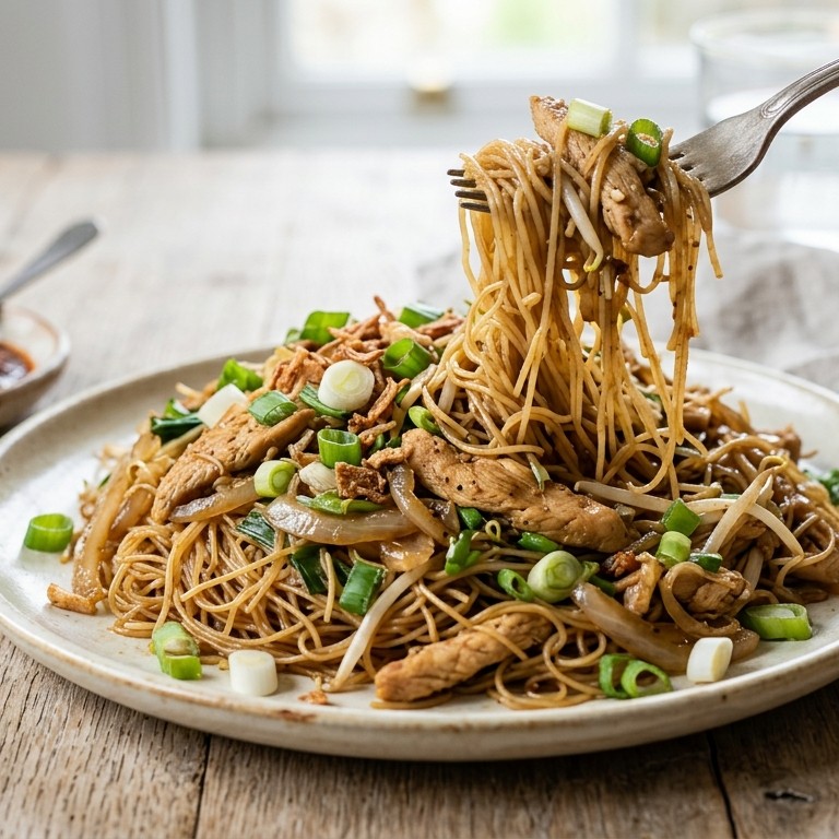 Mihoen Ajam Bawang (Mihoen met kip en ui) recept