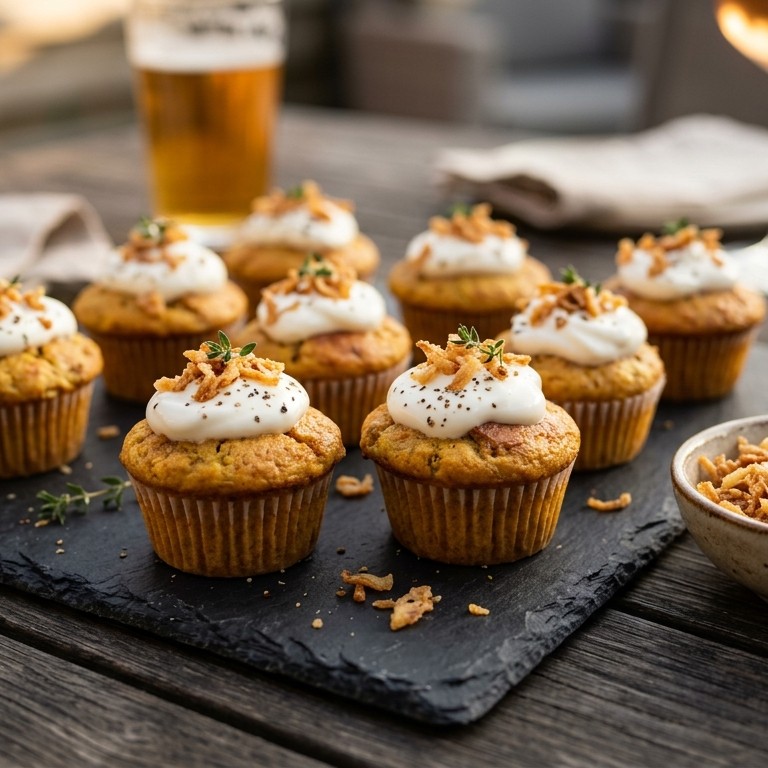Mini curry-cupcake met gebakken uitjes recept