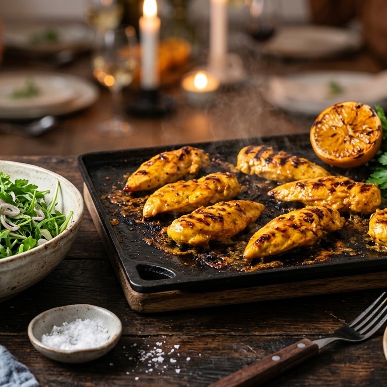 Mini-kipfilet met kruidenslaatje voor de tafelgrill recept