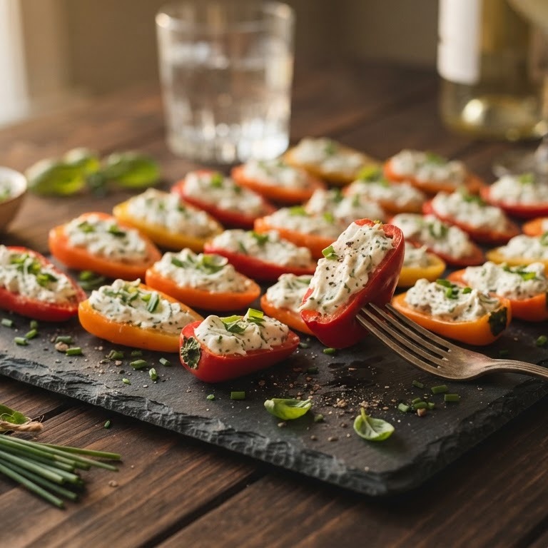 Mini-paprika's met kruidenkaasvulling recept