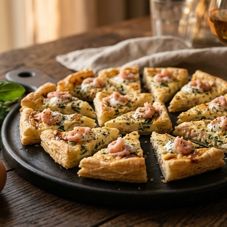 Mini quiche puntjes met garnalen en creme fraiche recept
