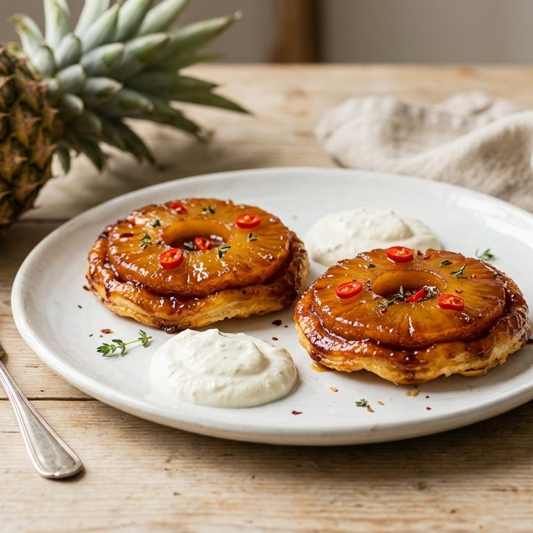 Mini-tarte tatin met ananas en chilipeper recept