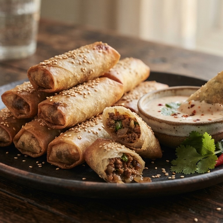 Miniloempiaatjes met zoetzure yoghurtsaus recept