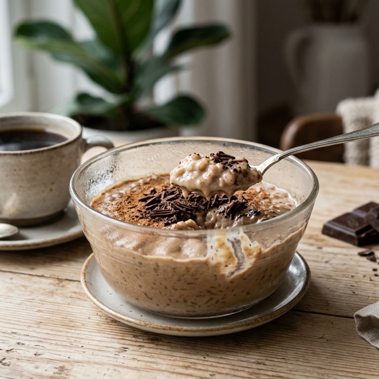Mokka-rijstdessert met chocolade recept