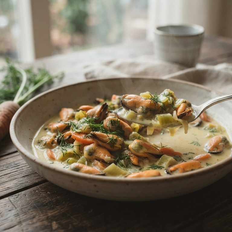 Mosselen in kerrieroomsaus recept