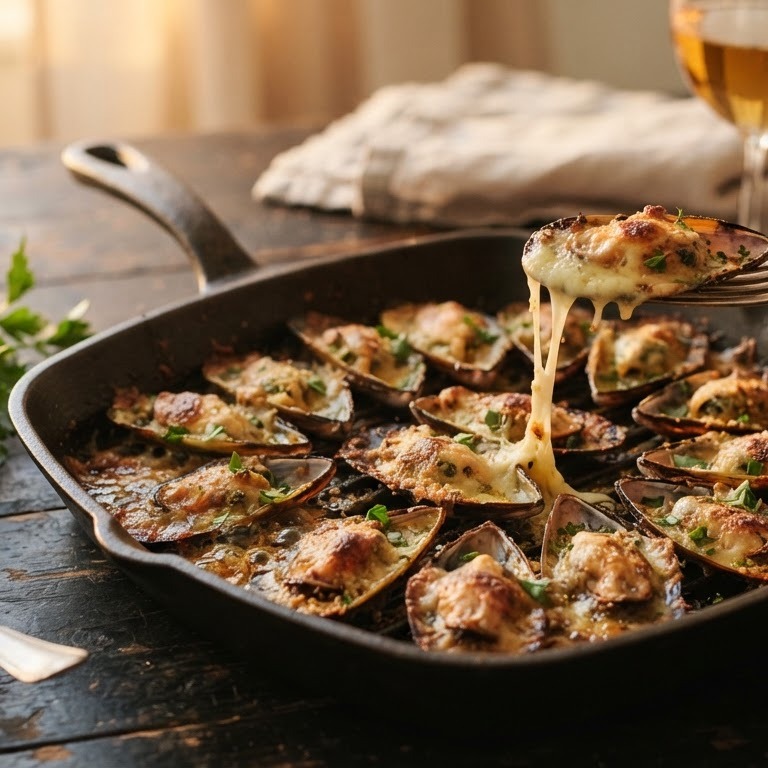 Mosselen uit de grill met oude kaas recept