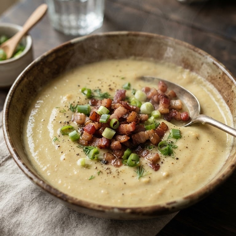 Mosterdsoep met spekjes recept