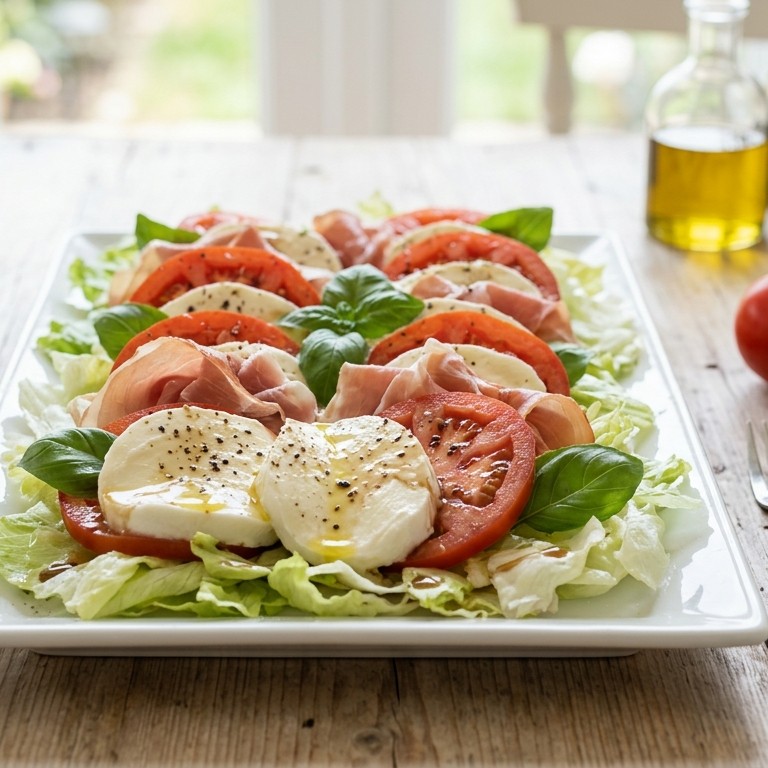 Mozzarella met tomaat, ham en balsamico recept