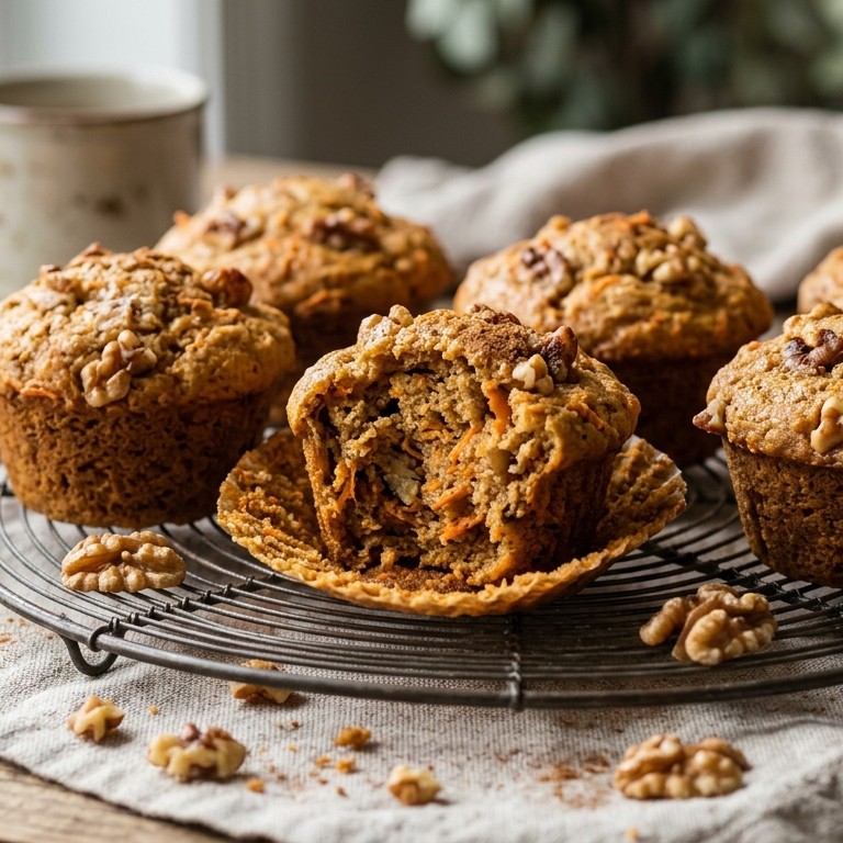 Muffin met walnoot en wortel recept