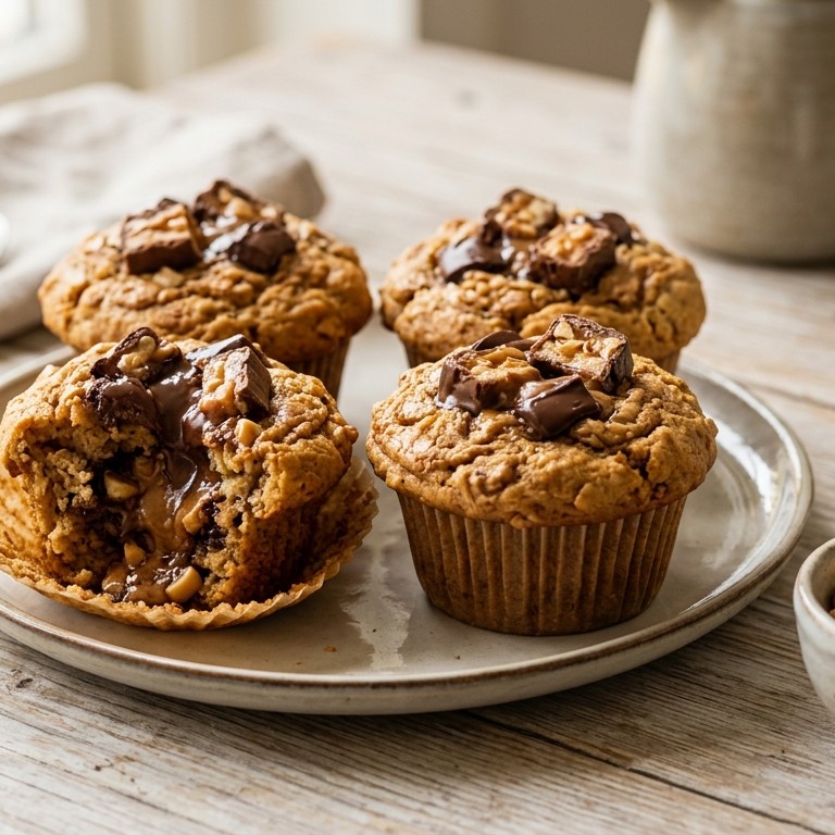Muffins met snickers en pindakaas recept