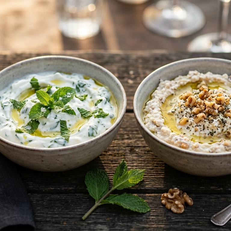 Muntyoghurt en feta-notendip recept
