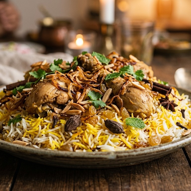 Murgh briyani (Saffraanrijst met kip) recept