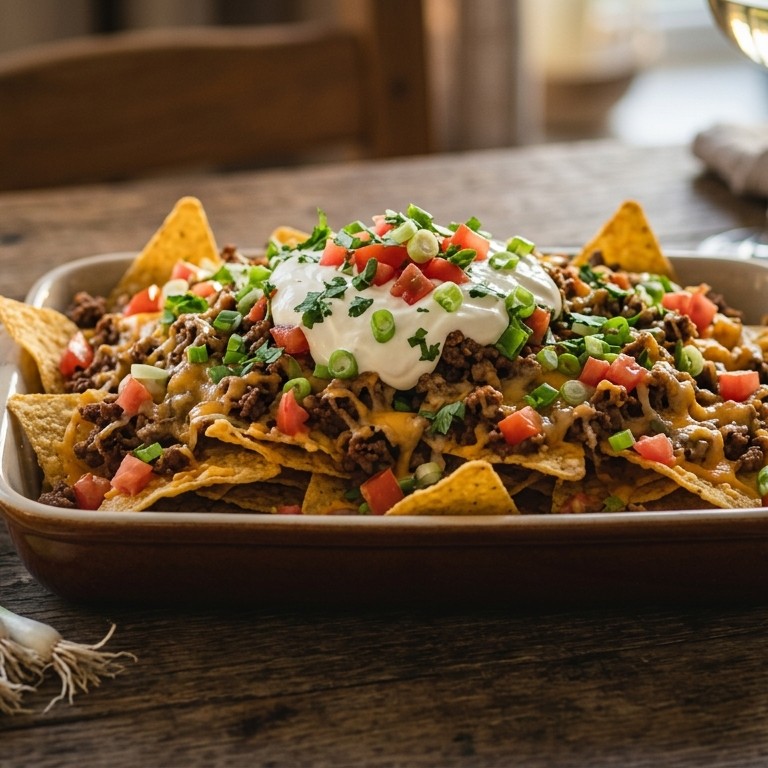 Nacho's met rundergehakt, tomaten, stoneleeks en zure room recept