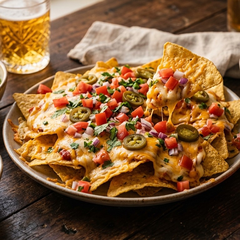 Nacho's met ui, tomaat en geraspte kaas recept