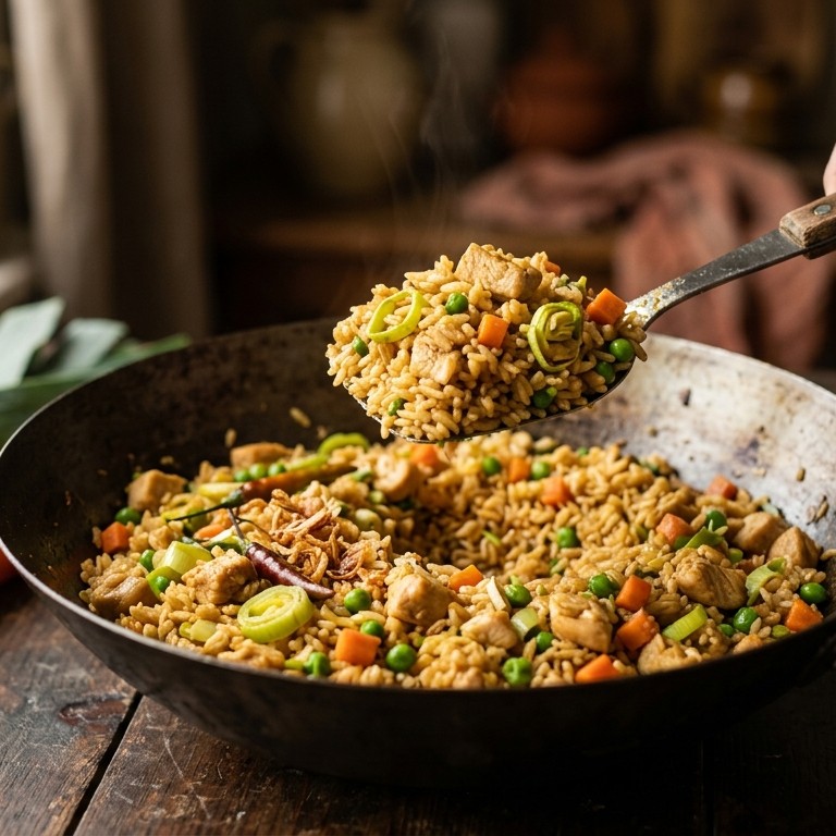 Nasi met verse groente en kip recept
