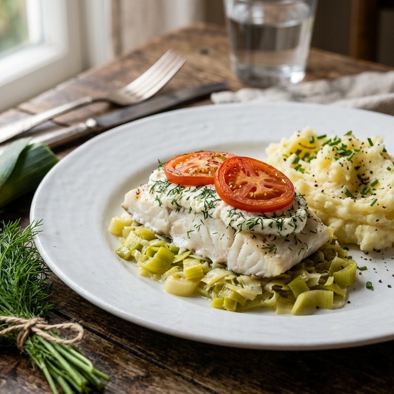 Nijlbaars met prei en puree recept