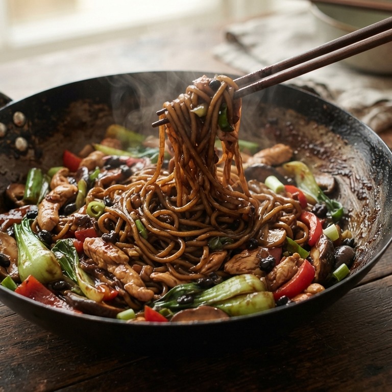 Noedels met zwarte bonensaus recept