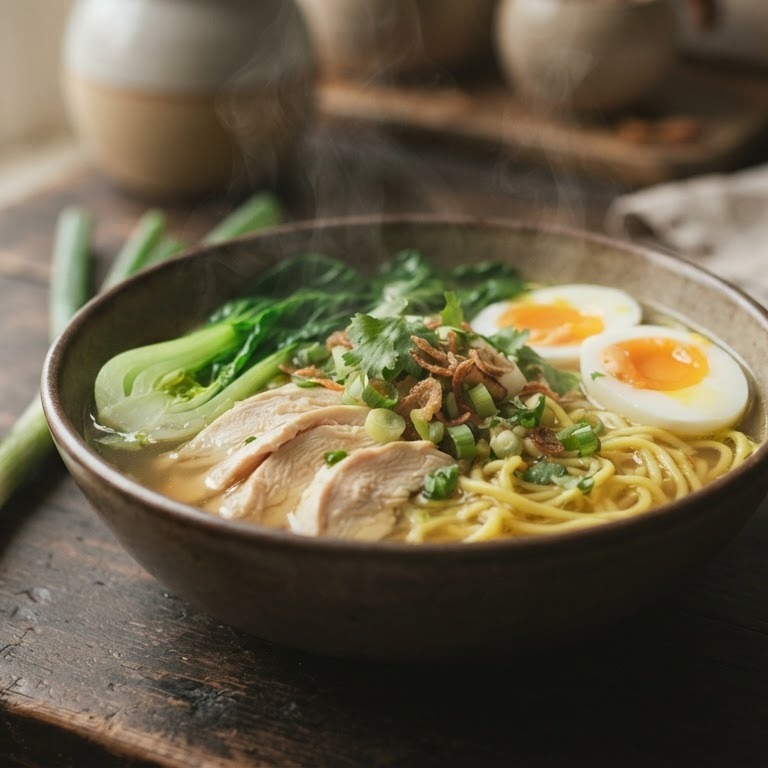 Noedelsoep met kipfilet en paksoi recept