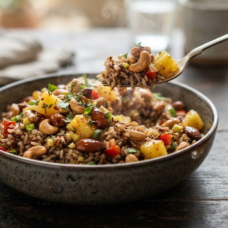 Notenrijst met ananas, gember en honing recept