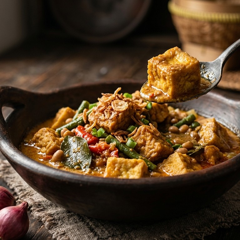 Oblok Oblok (bonen met tempe en tahu) recept