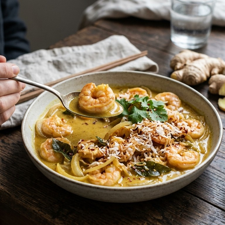 Oedang kerrie (garnalen in kerriesaus) recept