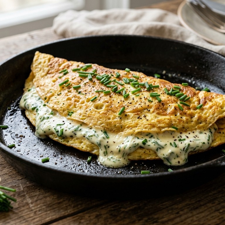 Omelet gevuld met kruidenkaas recept