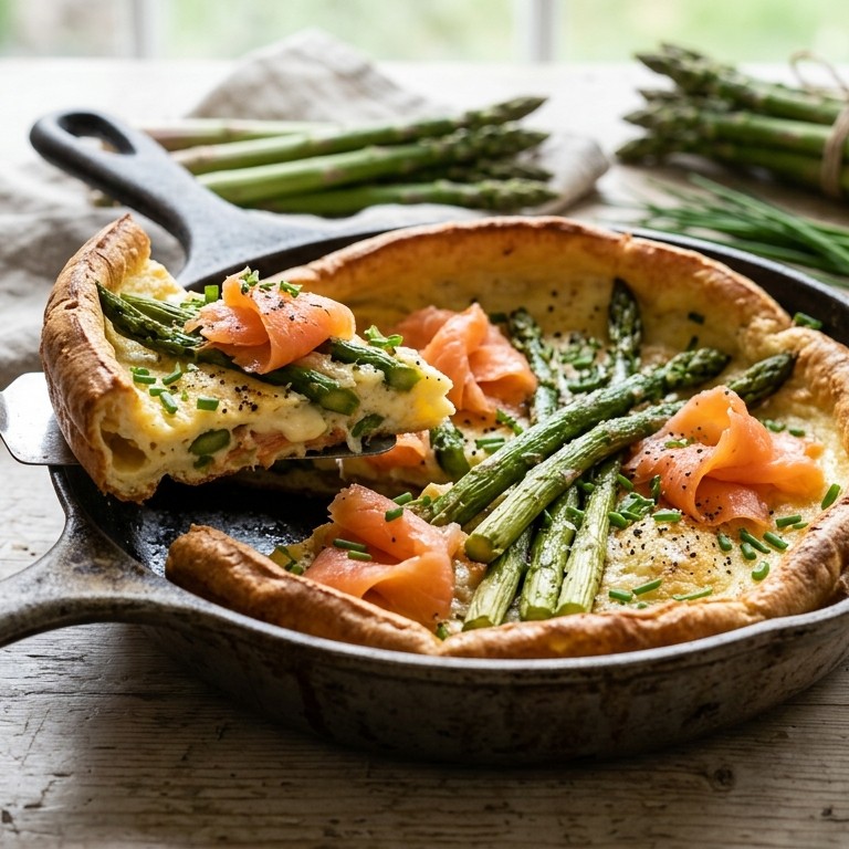 Omelet  met asperge en zalm recept