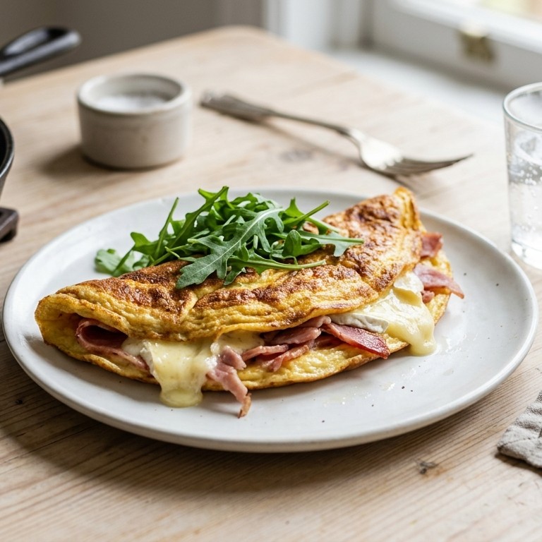Omelet met brie en ham recept