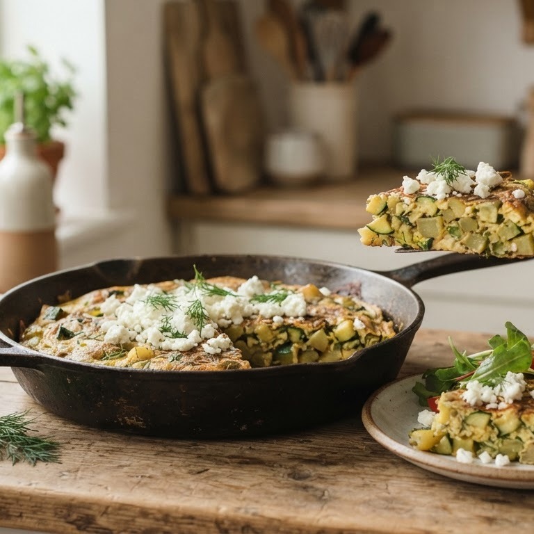 Omelet met courgette en feta recept
