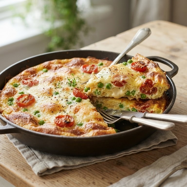 Omelet met doperwten recept