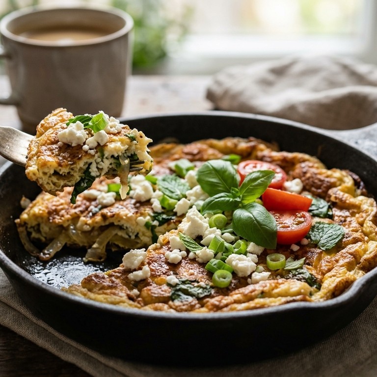 Omelet met feta en uien recept
