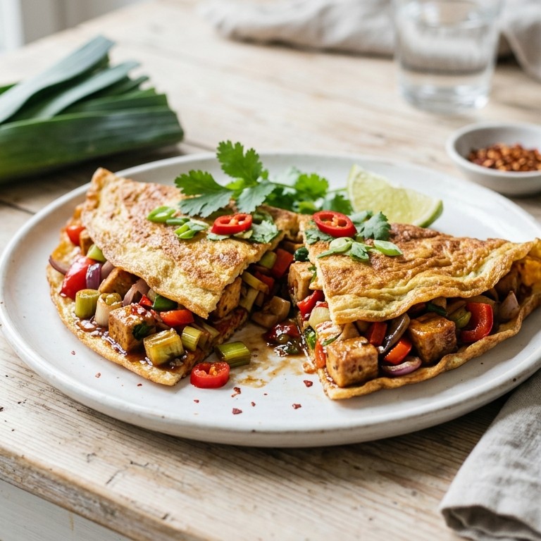 Omelet met groenten en tofu recept
