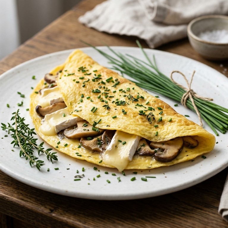 Omelet met kaas en paddenstoelen recept