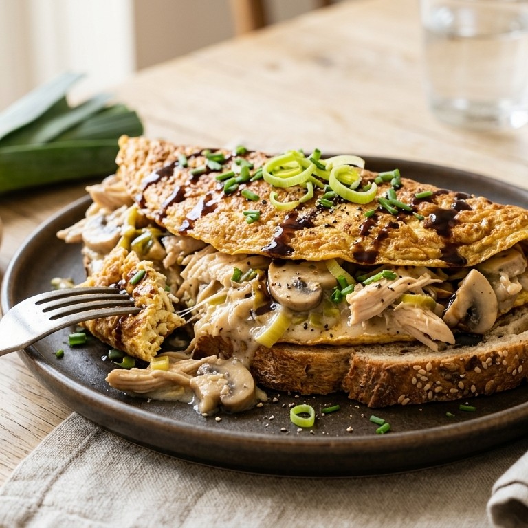 Omelet met kipragout en ketjap recept