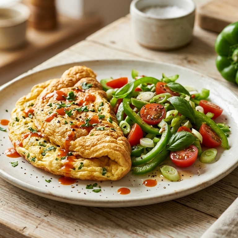 Omelet met paprika salade recept