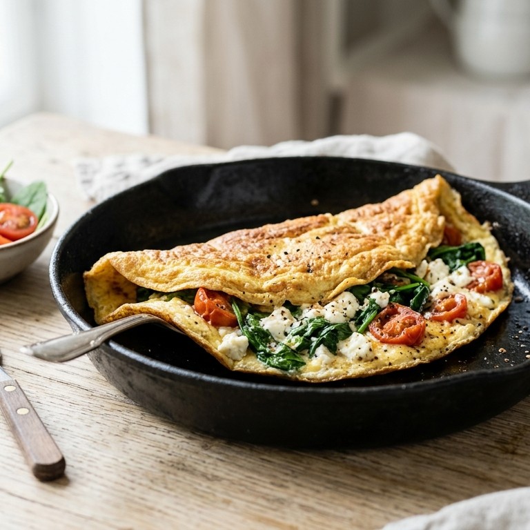 Omelet met spinazie en feta recept