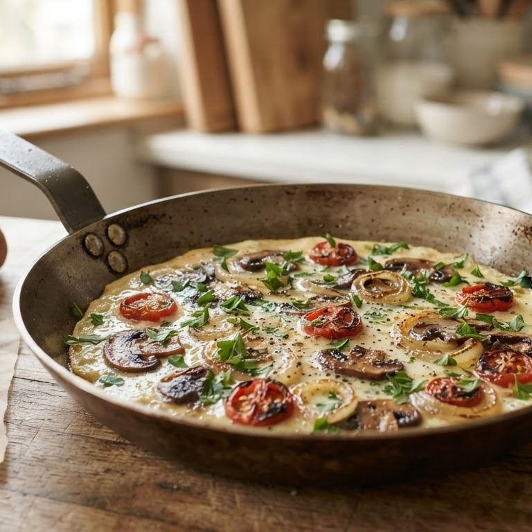 Omelet met tomaten, ui en champignons recept