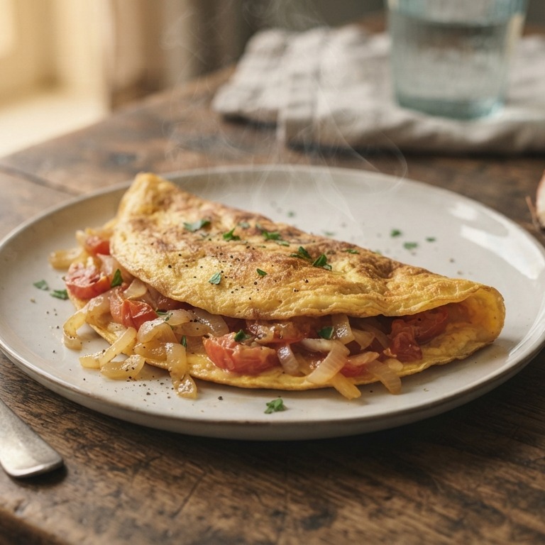 Omelet met ui en tomaat recept