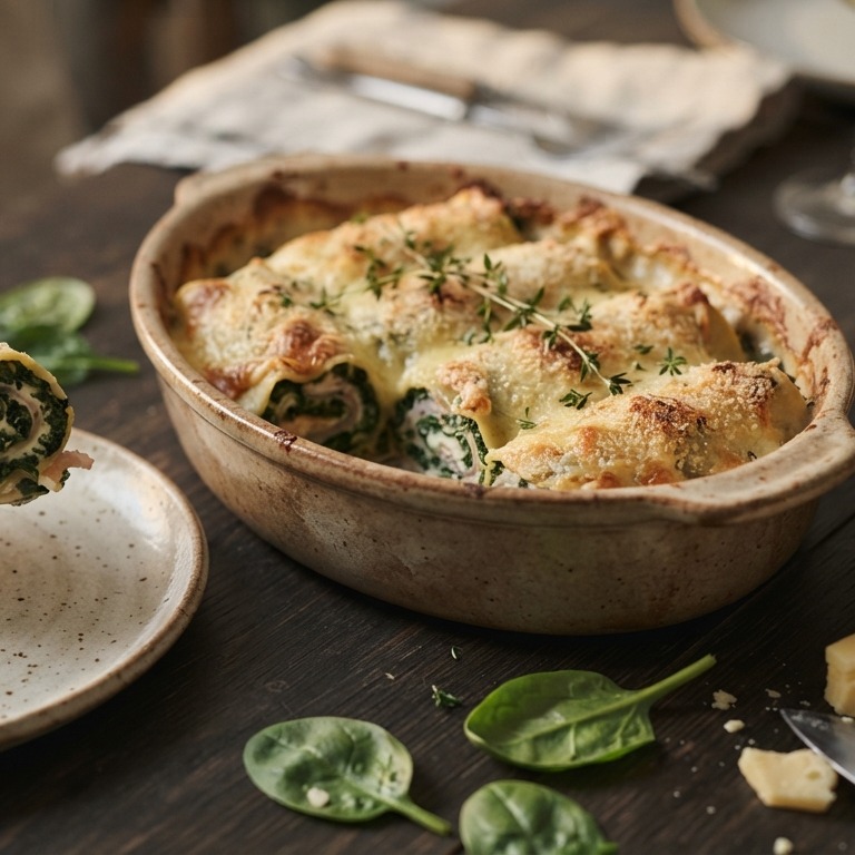 Opgerolde spinazie ovenschotel recept