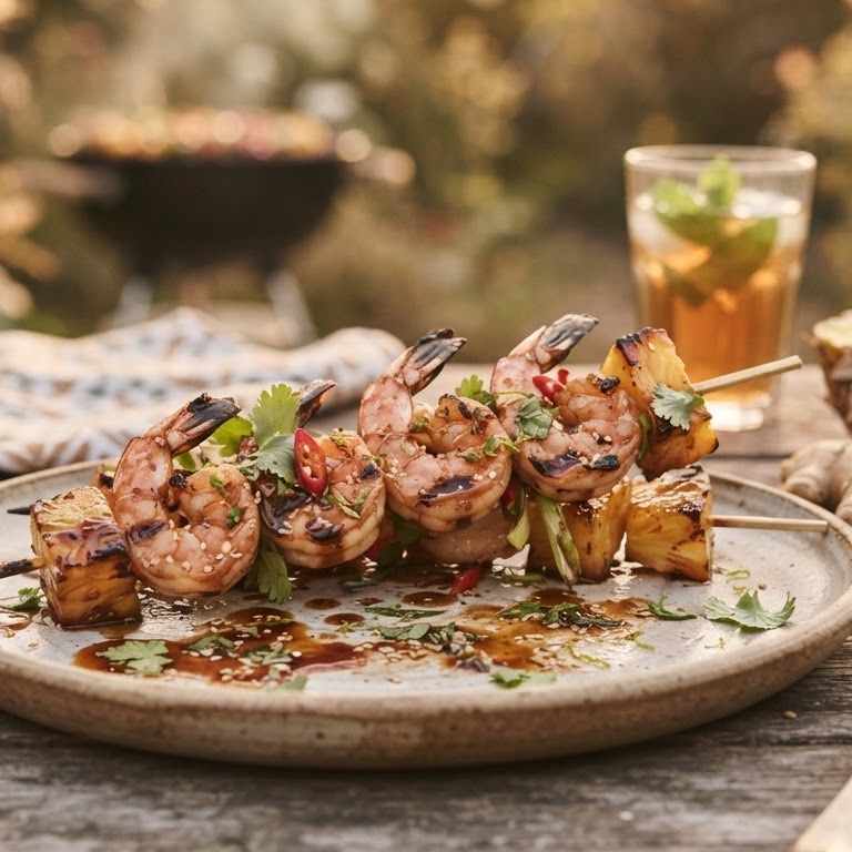 Orientaalse gamba's in gember-ketjapmarinade recept