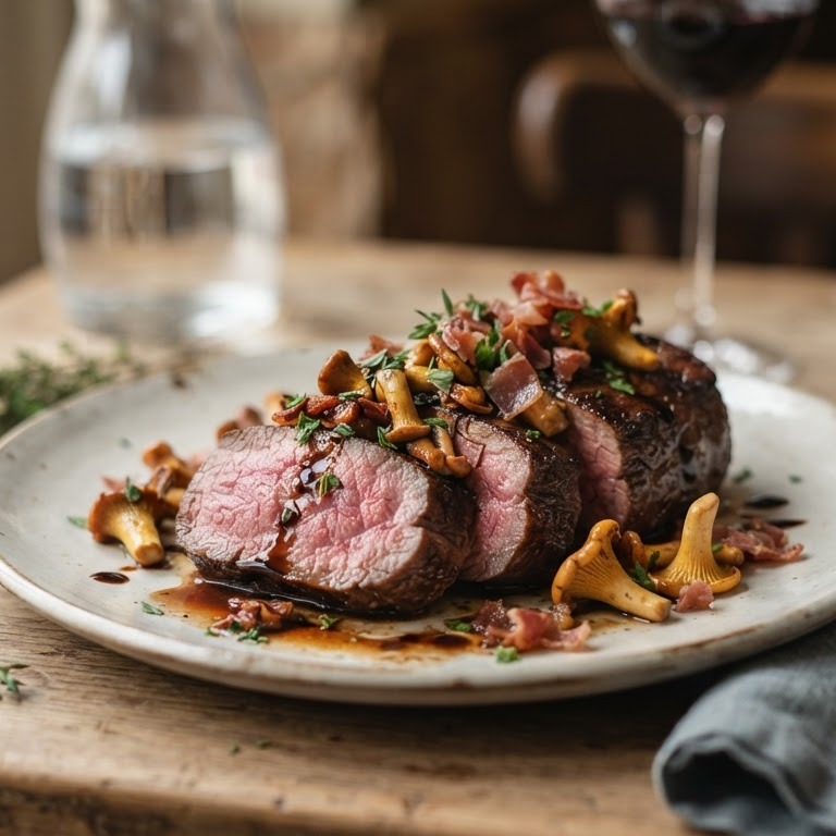Ossenhaas met cantharellen recept