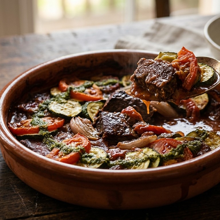 Ovenschotel met courgette en magere runderlappen recept
