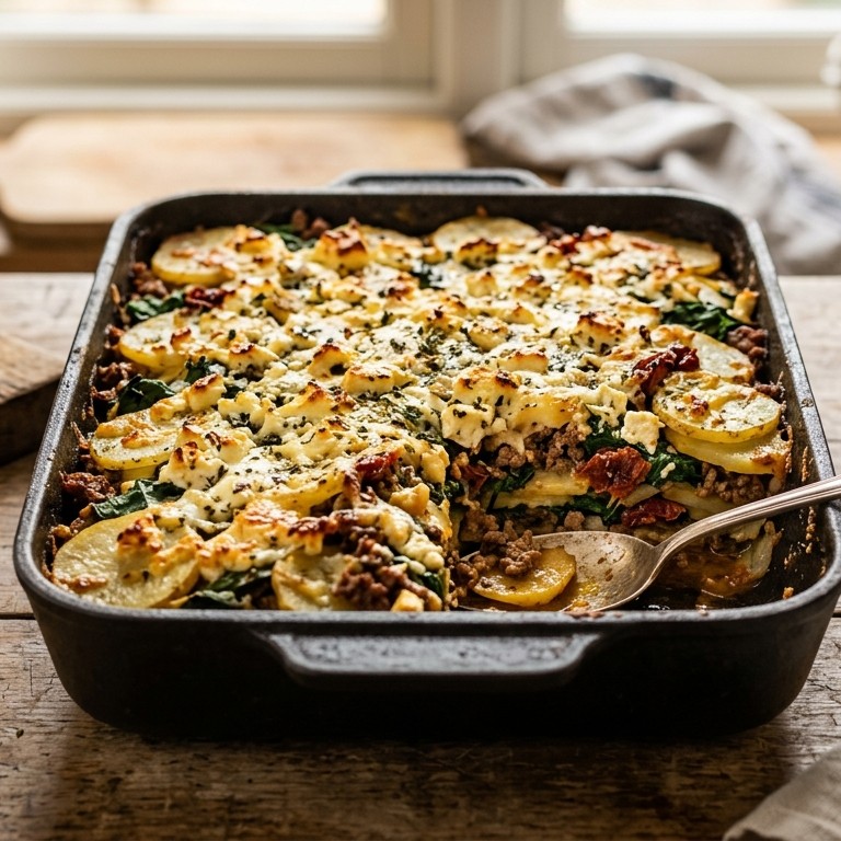 Ovenschotel met feta en spinazie recept